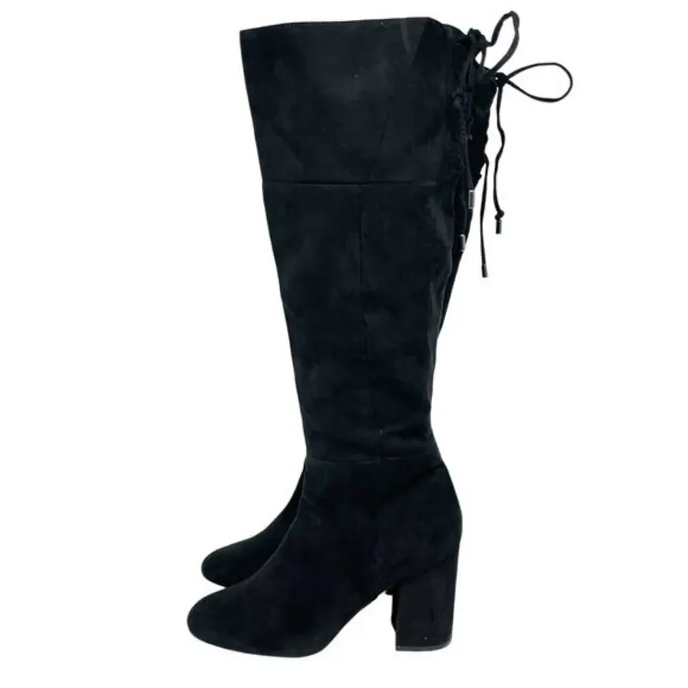 Kenneth Cole Reaction Women's Corie Lace Heeled Boots‎ Black Suede Size 9B